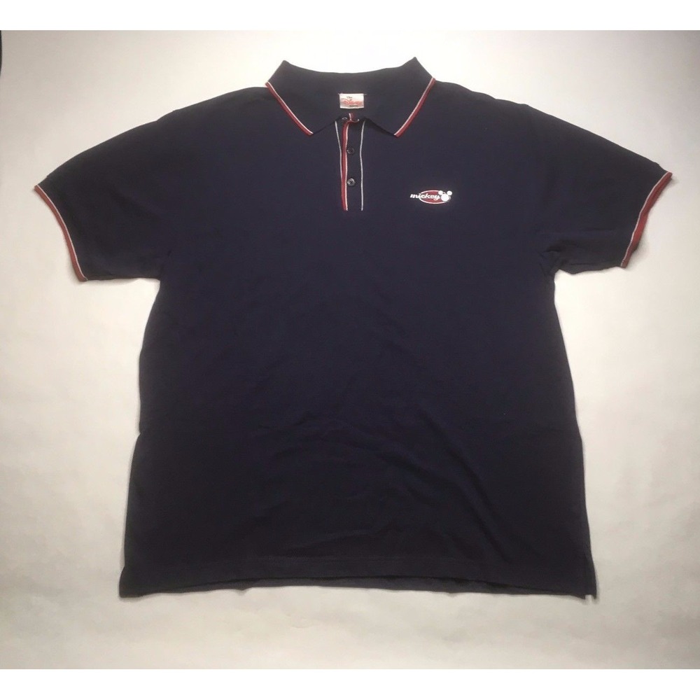 The Disney Store Men's Sort Sleeve Mickey Polo Shirt, Large, Navy Blue, M